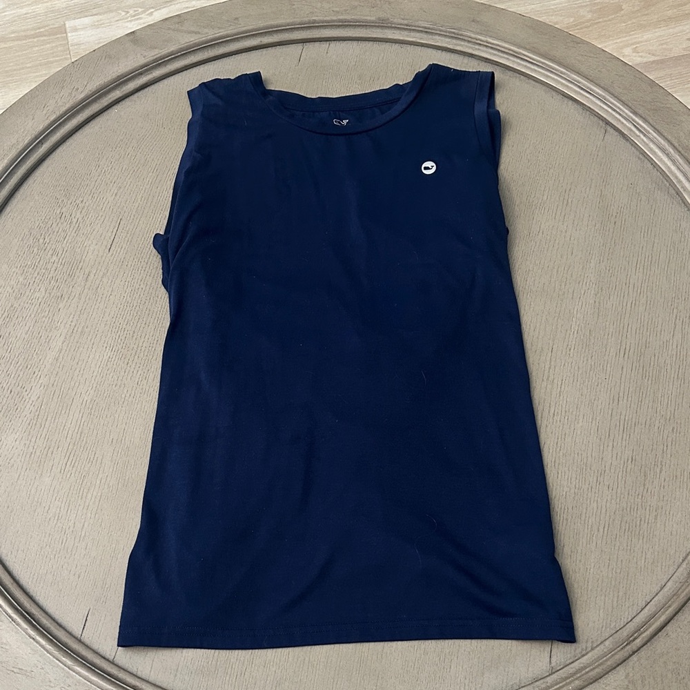 Vineyard Vines Girls Navy Sleeveless Tank with Whale Logo